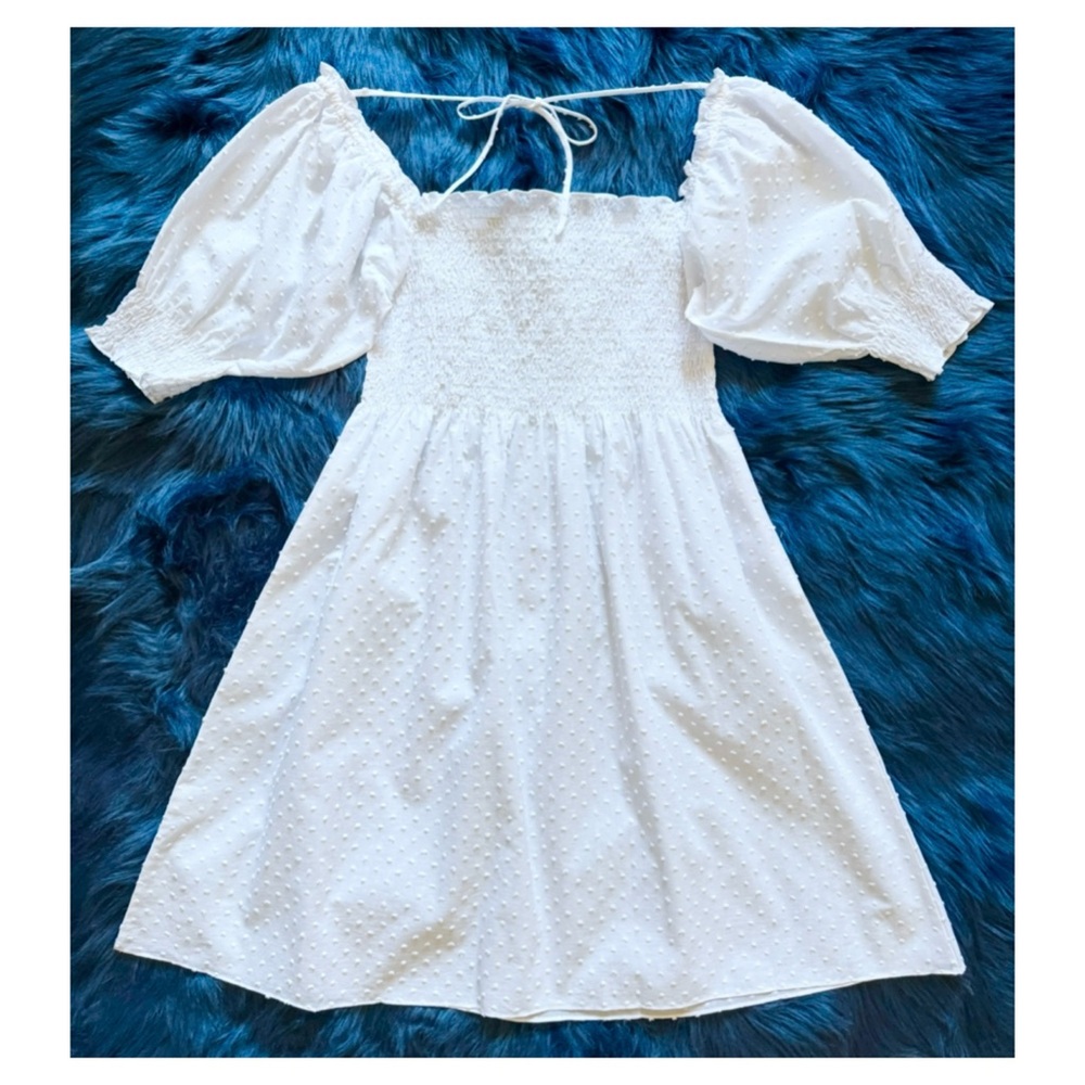 New! HILL HOUSE Swiss Dot Babydoll Mini Dress - Picture 7 of 13